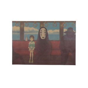 Spirited Away Poster - Spirited Away No Face and Chihiro Retro Poster-House Decor, Poster, Spirited Away, Spirited Away Poster