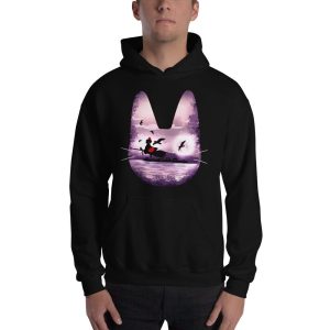 Studio Ghibli - Kiki's Delivery Service - 6.5 - Kiki’s Delivery Service – Purple Jiji Hoodie Unisex-Apparel, Hoodie, Kiki's Delivery Service, Studio Ghibli - Kiki's Delivery Service - 6.5