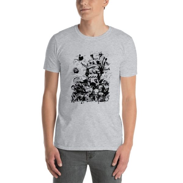 Studio Ghibli Art Collection Black and White T Shirt-Apparel, Tshirt