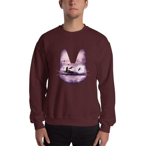 Kiki's Delivery Service Cosplay - Kiki’s Delivery Service – Purple Jiji Sweatshirt Unisex-Apparel, Kiki's Delivery Service, Kiki's Delivery Service Cosplay, Sweatshirt