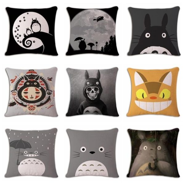 Totoro Ann Arbor - My Neighbor Totoro Linen Throw Pillow Cover-Tag: Other, Totoro Ann Arbor