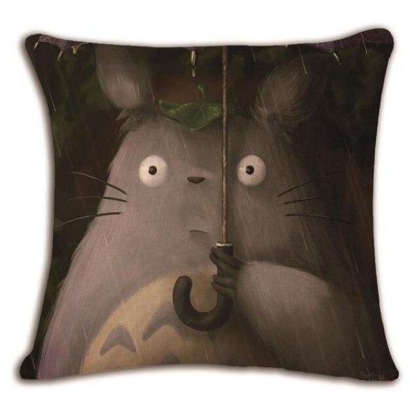 Totoro Ann Arbor - My Neighbor Totoro Linen Throw Pillow Cover-Tag: Other, Totoro Ann Arbor