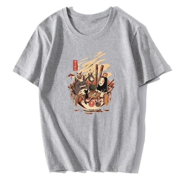 Mei My Neighbour Totoro - Totoro and No Face Ramen Bath Cotton T-shirt-Apparel, Costume, kaonashi, Mei My Neighbour Totoro, no face