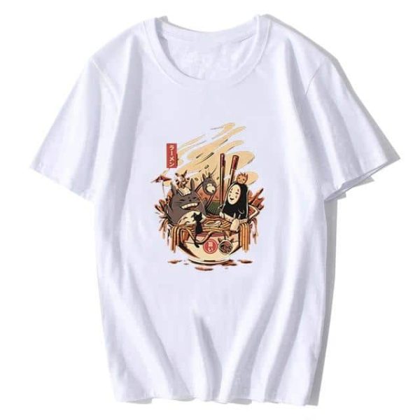 Mei My Neighbour Totoro - Totoro and No Face Ramen Bath Cotton T-shirt-Apparel, Costume, kaonashi, Mei My Neighbour Totoro, no face