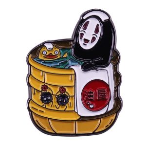 Spirited Away English Actors - Spirited Away Kaonashi No face in Bathtub Badge Pins-Bags, kaonashi, no face, Other, Spirited Away, Spirited Away English Actors