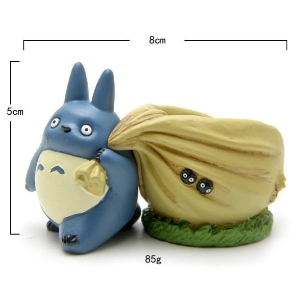 Totoro Soot Sprites - My Neighbor Totoro Blue with Flower Pot Figure-My Neighbor Totoro, Totoro Soot Sprites, Toy Figure