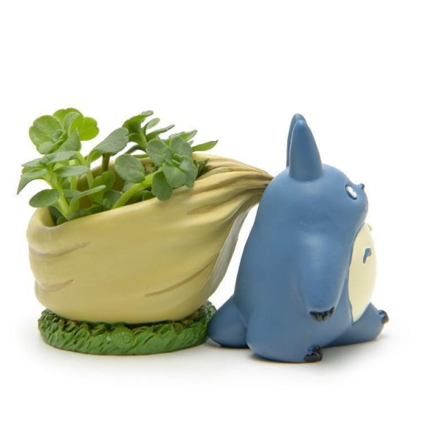 Totoro Soot Sprites - My Neighbor Totoro Blue with Flower Pot Figure-My Neighbor Totoro, Totoro Soot Sprites, Toy Figure