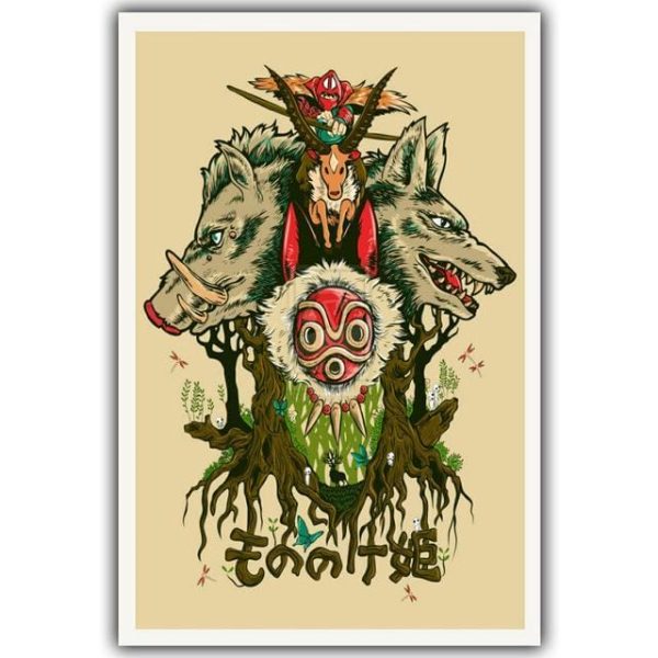 Spirited Away Theaters - Princess Mononoke Spirited Away Silk Poster Canvas 8 Styles-House Decor, Poster, princess mononoke, Spirited Away Theaters