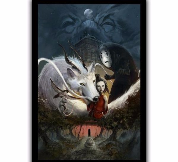 Spirited Away Theaters - Princess Mononoke Spirited Away Silk Poster Canvas 8 Styles-House Decor, Poster, princess mononoke, Spirited Away Theaters