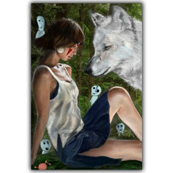 Spirited Away Theaters - Princess Mononoke Spirited Away Silk Poster Canvas 8 Styles-House Decor, Poster, princess mononoke, Spirited Away Theaters