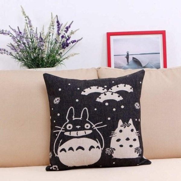 Totoro Ramen - Colorful Totoro Printed Throw Pillow Cover-House Decor, My Neighbor Totoro, Other, Totoro Ramen