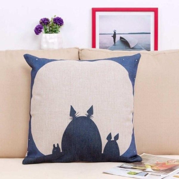 Totoro Ramen - Colorful Totoro Printed Throw Pillow Cover-House Decor, My Neighbor Totoro, Other, Totoro Ramen