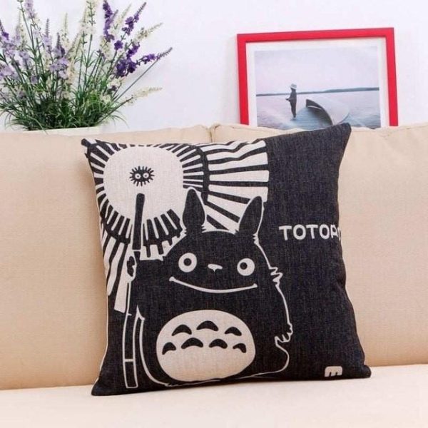 Totoro Ramen - Colorful Totoro Printed Throw Pillow Cover-House Decor, My Neighbor Totoro, Other, Totoro Ramen