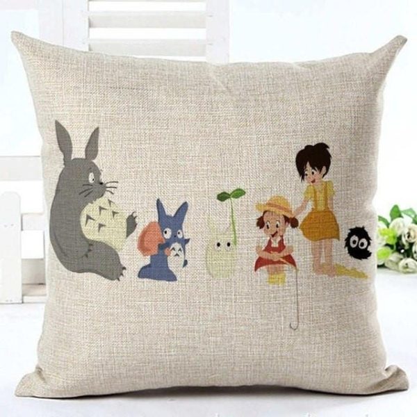 Totoro Ramen - Colorful Totoro Printed Throw Pillow Cover-House Decor, My Neighbor Totoro, Other, Totoro Ramen