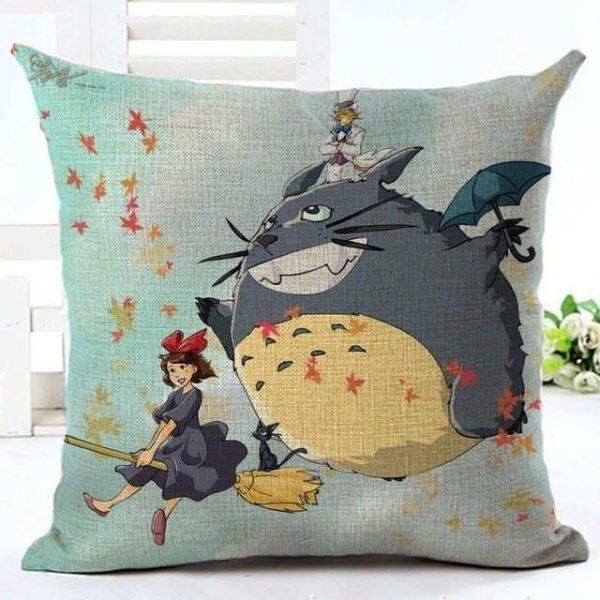 Totoro Ramen - Colorful Totoro Printed Throw Pillow Cover-House Decor, My Neighbor Totoro, Other, Totoro Ramen