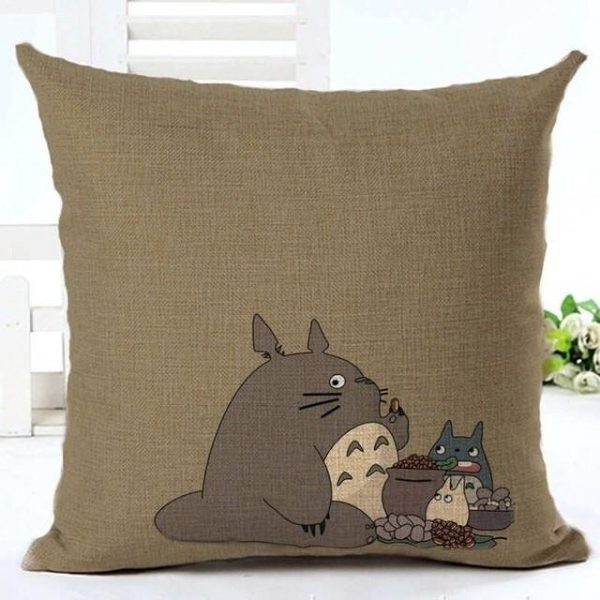 Totoro Ramen - Colorful Totoro Printed Throw Pillow Cover-House Decor, My Neighbor Totoro, Other, Totoro Ramen