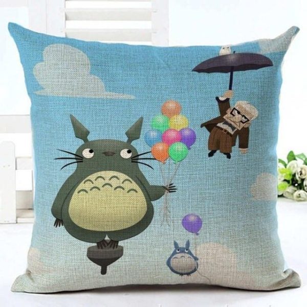 Totoro Ramen - Colorful Totoro Printed Throw Pillow Cover-House Decor, My Neighbor Totoro, Other, Totoro Ramen