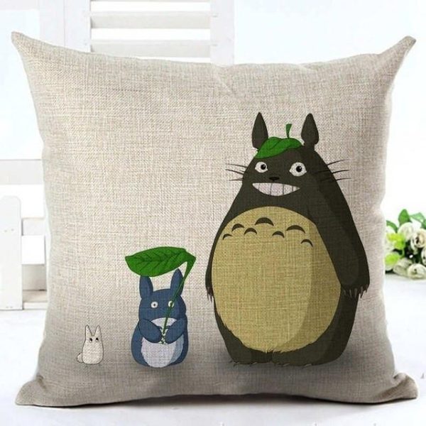 Totoro Ramen - Colorful Totoro Printed Throw Pillow Cover-House Decor, My Neighbor Totoro, Other, Totoro Ramen