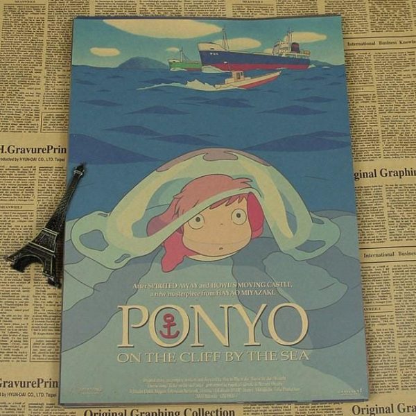 Ponyo Boat - Ponyo Vintage kraft paper poster-House Decor, ponyo, Ponyo Boat, Poster