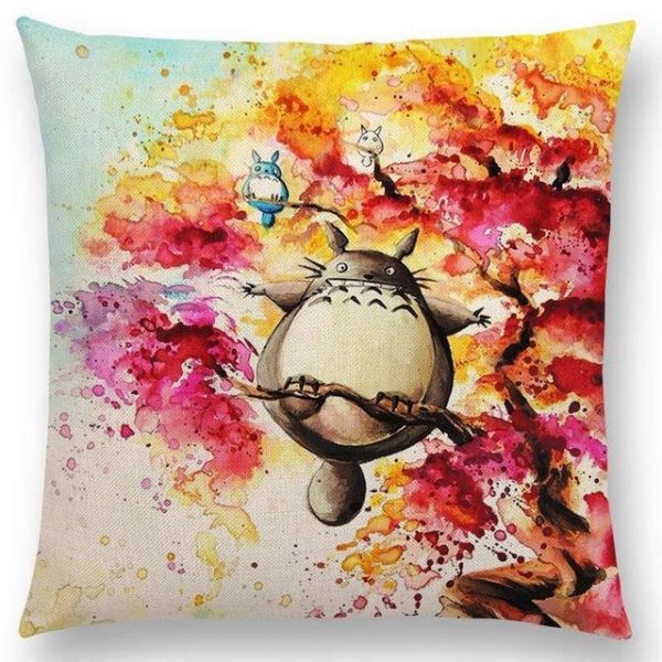 Totoro Plushie - Studio Ghibli Watercolor Throw Pillow Cover-House Decor, Other, Totoro Plushie