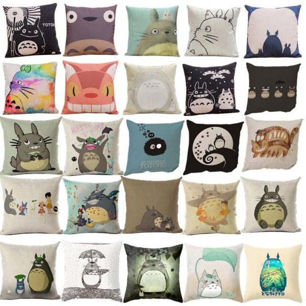 Totoro Ramen - Colorful Totoro Printed Throw Pillow Cover-House Decor, My Neighbor Totoro, Other, Totoro Ramen