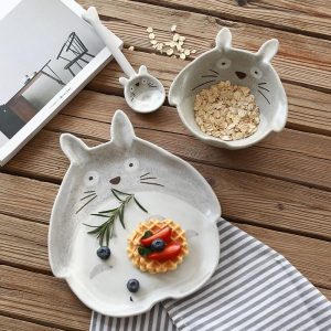 Mi Vecino Totoro - My Neighbor Totoro Handmade Ceramic Set Bowl, Plate and Spoon-Kitchen, Mi Vecino Totoro, Other