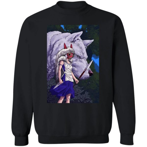 Princess Mononoke Cast - Princess Mononoke And Her Weapons Sweatshirt-Apparel, princess mononoke, Princess Mononoke Cast, Sweatshirt