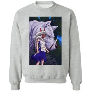 Princess Mononoke Cast - Princess Mononoke And Her Weapons Sweatshirt-Apparel, princess mononoke, Princess Mononoke Cast, Sweatshirt