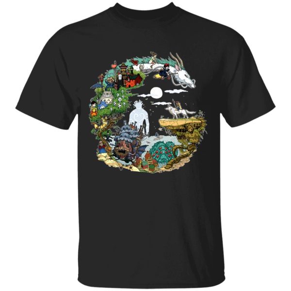 Tom Totoro Concrete Atlantic City - Ghibli Movie Circle T Shirt-Apparel, Howl's Moving Castle, Kiki's Delivery Service, My Neighbor Totoro, princess mononoke, Spirited Away, Tom Totoro Concrete Atlantic City, Tshirt