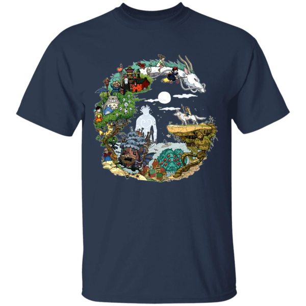 Tom Totoro Concrete Atlantic City - Ghibli Movie Circle T Shirt-Apparel, Howl's Moving Castle, Kiki's Delivery Service, My Neighbor Totoro, princess mononoke, Spirited Away, Tom Totoro Concrete Atlantic City, Tshirt