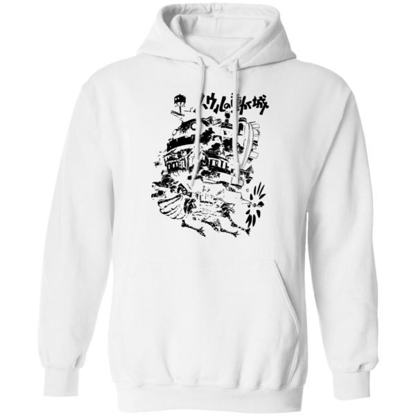 Sophie Hatter Howl's Moving Castle - Howl’s Castle in Black and White Hoodie-Apparel, Hoodie, Howl's Moving Castle, Sophie Hatter Howl's Moving Castle