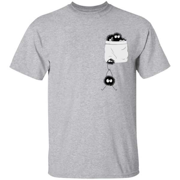 Spirited Away Bath House - Spirited Away – Soot Ball in pocket T Shirt-Apparel, Spirited Away, Spirited Away Bath House, Tshirt