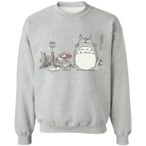 Totoro Cat Bus - Totoro At The Bus Stop Sweatshirt-Apparel, My Neighbor Totoro, Sweatshirt, Totoro Cat Bus