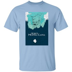 Christian Bale In Howl's Moving Castle - Howl’s Moving Castle Blue Tone Art T Shirt-Apparel, Christian Bale In Howl's Moving Castle, Howl's Moving Castle, Tshirt