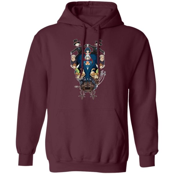 Howl's Moving Castle Tattoo - Howl’s Moving Castle Characters Mirror Hoodie-Apparel, Hoodie, Howl's Moving Castle, Howl's Moving Castle Tattoo