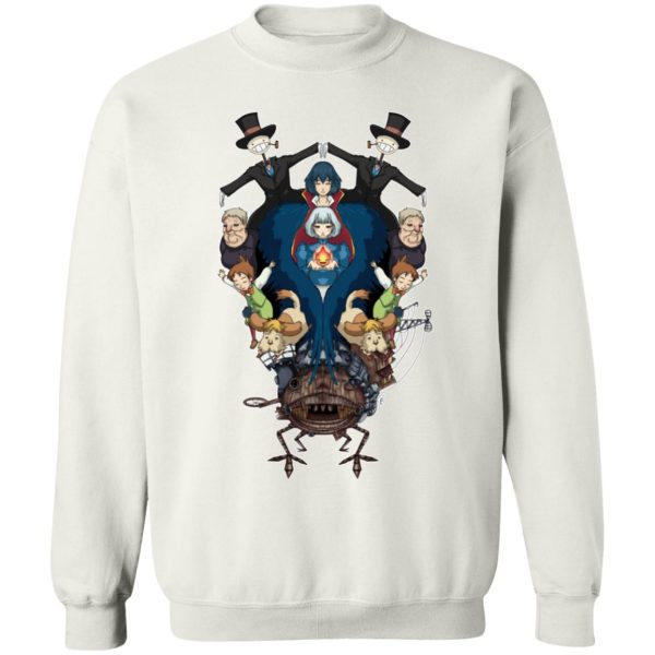 Ghibli Howl's Moving Castle - Howl’s Moving Castle Characters Mirror Sweatshirt-Apparel, Ghibli Howl's Moving Castle, Howl's Moving Castle, Sweatshirt