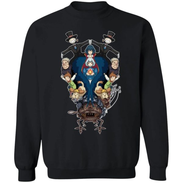 Ghibli Howl's Moving Castle - Howl’s Moving Castle Characters Mirror Sweatshirt-Apparel, Ghibli Howl's Moving Castle, Howl's Moving Castle, Sweatshirt