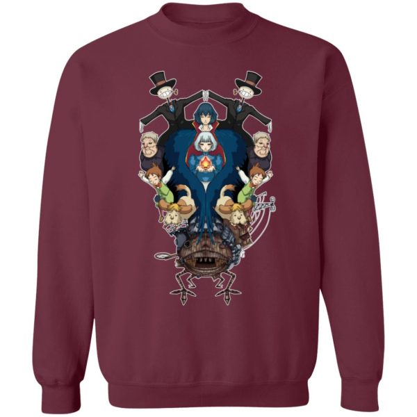 Ghibli Howl's Moving Castle - Howl’s Moving Castle Characters Mirror Sweatshirt-Apparel, Ghibli Howl's Moving Castle, Howl's Moving Castle, Sweatshirt