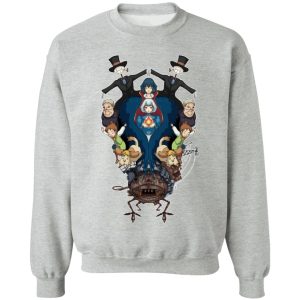 Ghibli Howl's Moving Castle - Howl’s Moving Castle Characters Mirror Sweatshirt-Apparel, Ghibli Howl's Moving Castle, Howl's Moving Castle, Sweatshirt