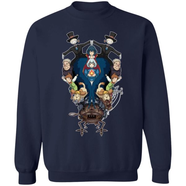 Ghibli Howl's Moving Castle - Howl’s Moving Castle Characters Mirror Sweatshirt-Apparel, Ghibli Howl's Moving Castle, Howl's Moving Castle, Sweatshirt