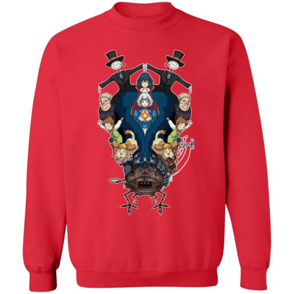 Ghibli Howl's Moving Castle - Howl’s Moving Castle Characters Mirror Sweatshirt-Apparel, Ghibli Howl's Moving Castle, Howl's Moving Castle, Sweatshirt