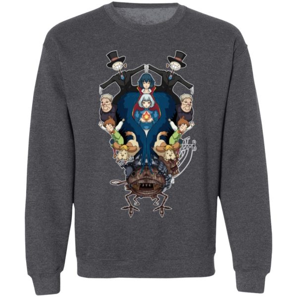 Ghibli Howl's Moving Castle - Howl’s Moving Castle Characters Mirror Sweatshirt-Apparel, Ghibli Howl's Moving Castle, Howl's Moving Castle, Sweatshirt