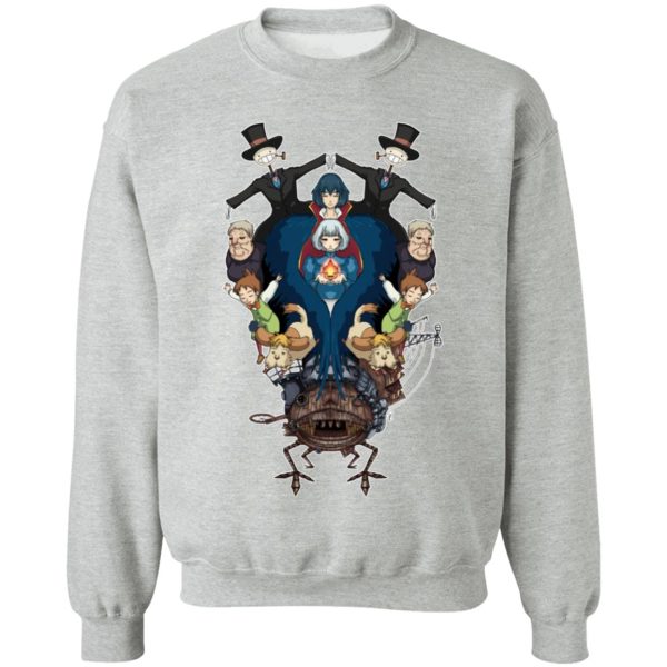 Ghibli Howl's Moving Castle - Howl’s Moving Castle Characters Mirror Sweatshirt-Apparel, Ghibli Howl's Moving Castle, Howl's Moving Castle, Sweatshirt