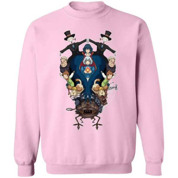 Ghibli Howl's Moving Castle - Howl’s Moving Castle Characters Mirror Sweatshirt-Apparel, Ghibli Howl's Moving Castle, Howl's Moving Castle, Sweatshirt