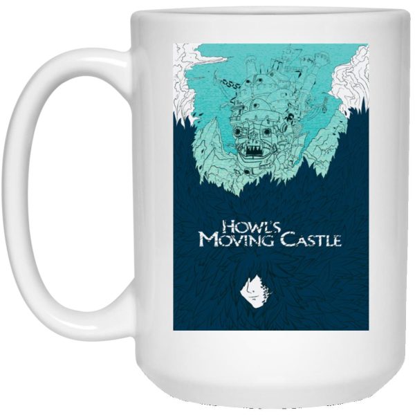 Characters From Howl's Moving Castle - Howl’s Moving Castle Blue Tone Art Mug-Characters From Howl's Moving Castle, House Decor, Howl's Moving Castle, Mug