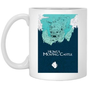 Characters From Howl's Moving Castle - Howl’s Moving Castle Blue Tone Art Mug-Characters From Howl's Moving Castle, House Decor, Howl's Moving Castle, Mug