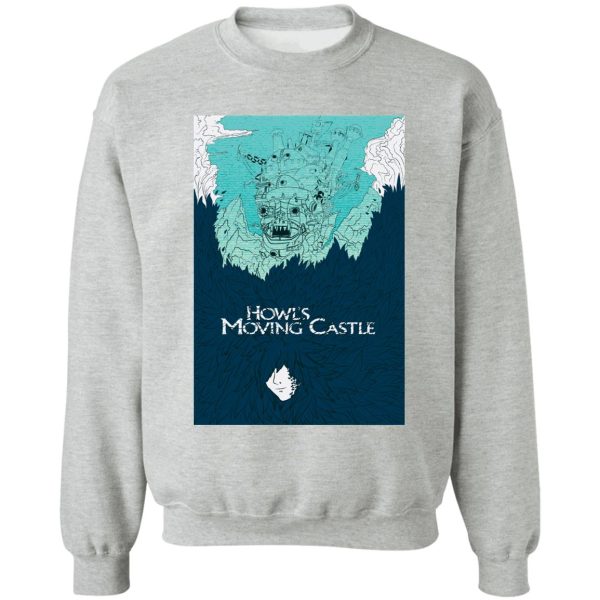 Dog From Howl's Moving Castle - Howl’s Moving Castle Blue Tone Art Sweatshirt-Apparel, Dog From Howl's Moving Castle, Howl's Moving Castle, Sweatshirt