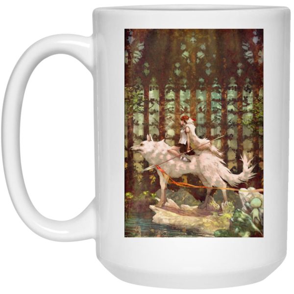 Princess Mononoke Wolf - Princess Mononoke Wolf Riding Fanart Mug-House Decor, Mug, princess mononoke, Princess Mononoke Wolf