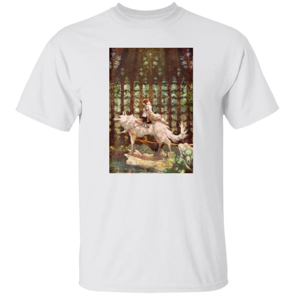 Ashitaka Princess Mononoke - Princess Mononoke Wolf Riding Fanart T Shirt-Apparel, Ashitaka Princess Mononoke, princess mononoke, Tshirt