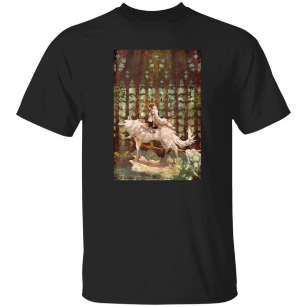 Ashitaka Princess Mononoke - Princess Mononoke Wolf Riding Fanart T Shirt-Apparel, Ashitaka Princess Mononoke, princess mononoke, Tshirt